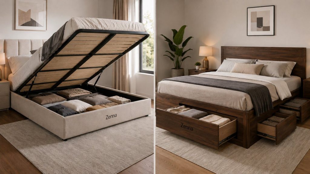 Hydraulic (ottoman) vs drawer storage beds: comparison guide